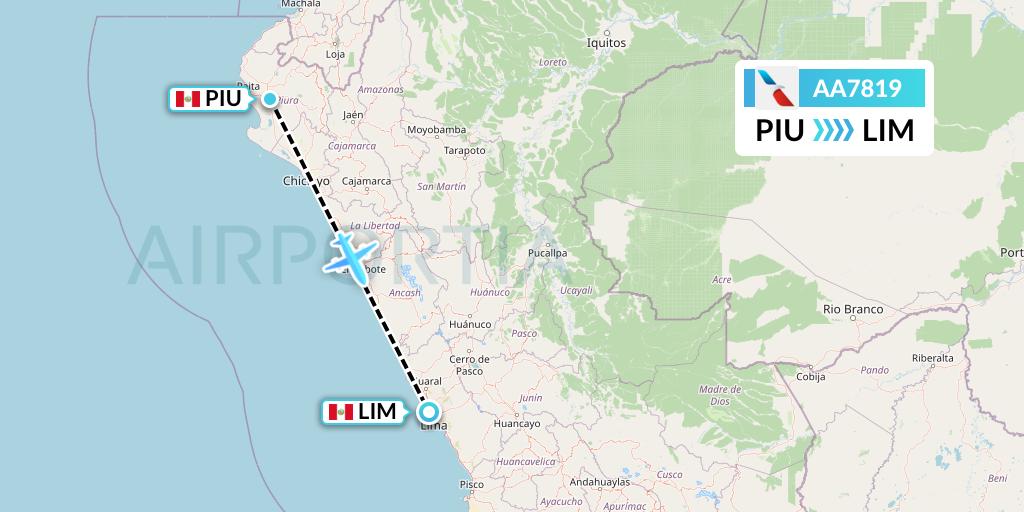 AA7819 American Airlines Flight Map: Piura to Lima
