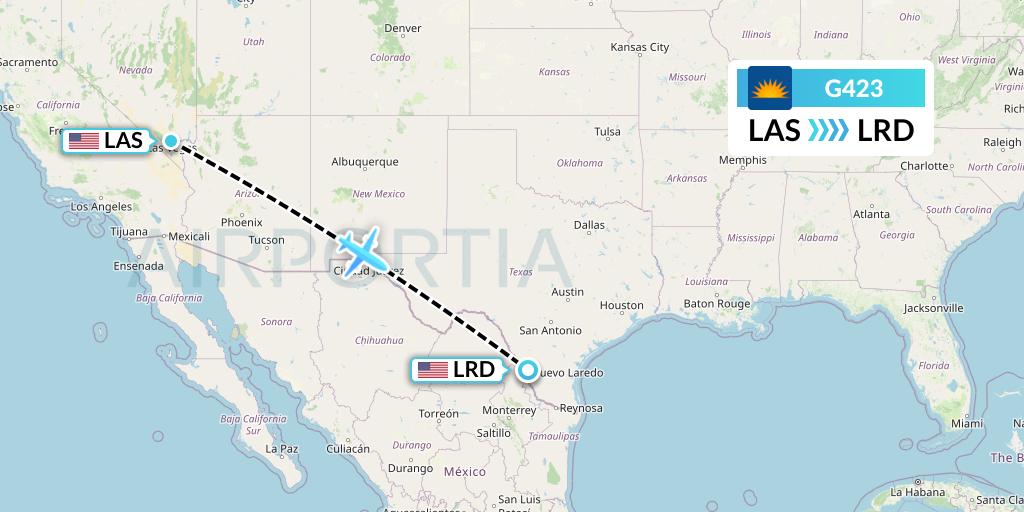 G423 Allegiant Air Flight Map: Las Vegas to Laredo