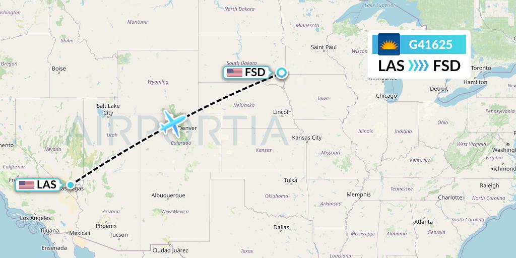 G41625 Allegiant Air Flight Map: Las Vegas to Sioux Falls