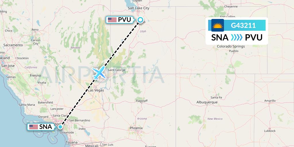 G43211 Allegiant Air Flight Map: Orange County to Provo