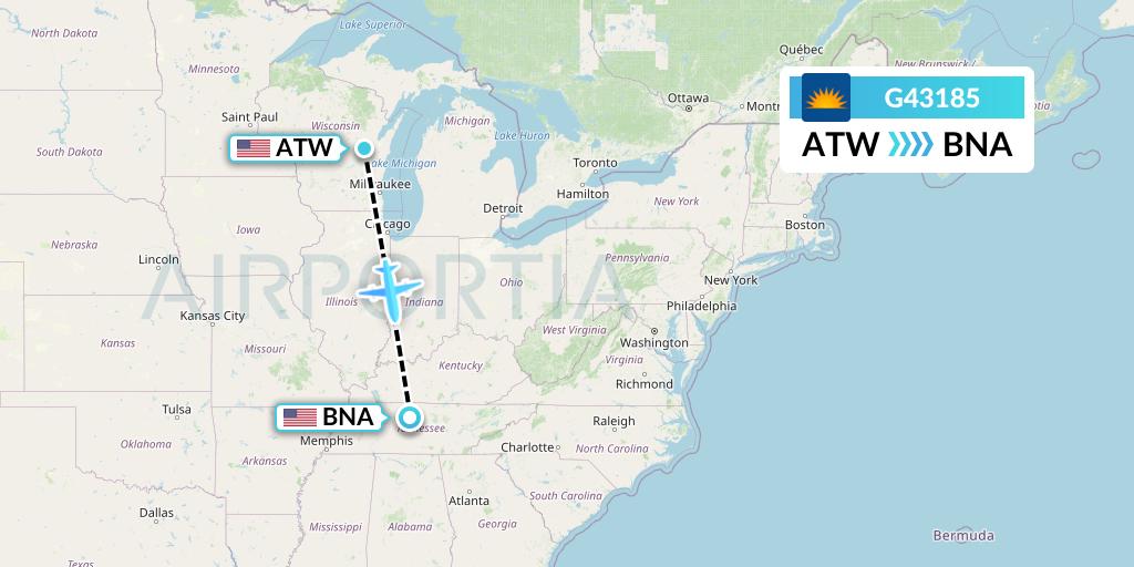 G43185 Allegiant Air Flight Map: Appleton to Nashville
