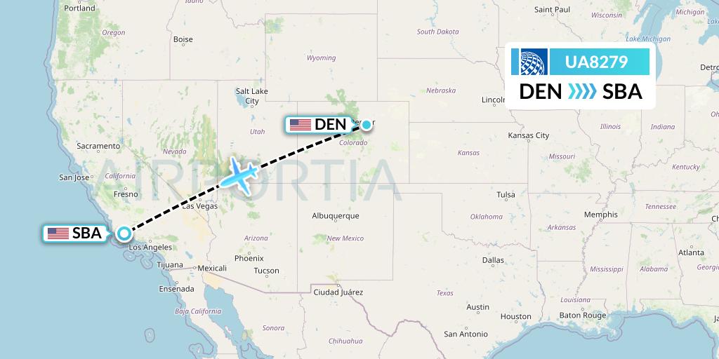 UA8279 United Airlines Flight Map: Denver to Santa Barbara