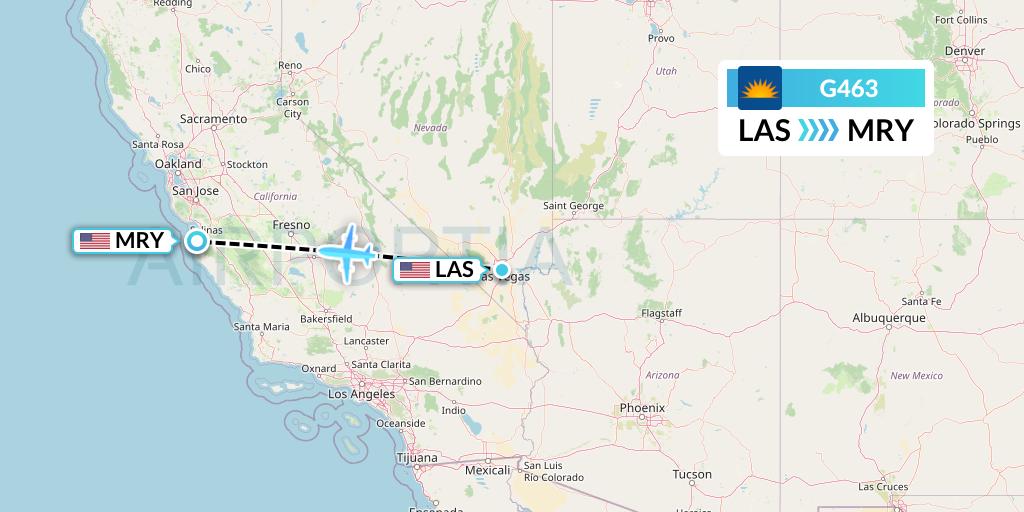 G463 Allegiant Air Flight Map: Las Vegas to Monterey