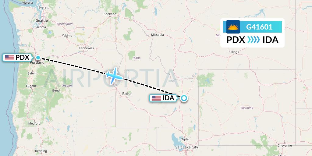 G41601 Allegiant Air Flight Map: Portland to Idaho Falls