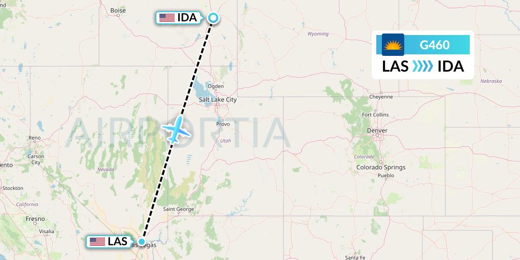 G460 Allegiant Air Flight Map: Las Vegas to Idaho Falls