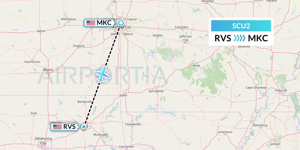 SCU2 Air Scorpio Flight Map: Tulsa to Kansas City