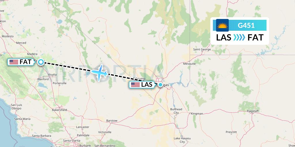 G451 Allegiant Air Flight Map: Las Vegas to Fresno