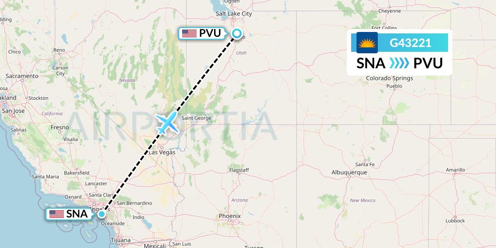 G43221 Allegiant Air Flight Map: Orange County to Provo