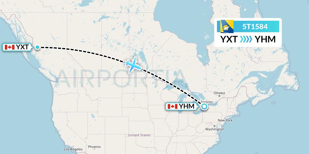 5T1584 Canadian North Flight Map: Terrace to Hamilton