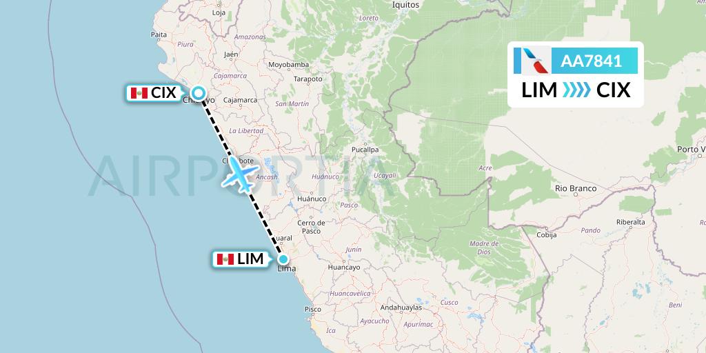 AA7841 American Airlines Flight Map: Lima to Chiclayo