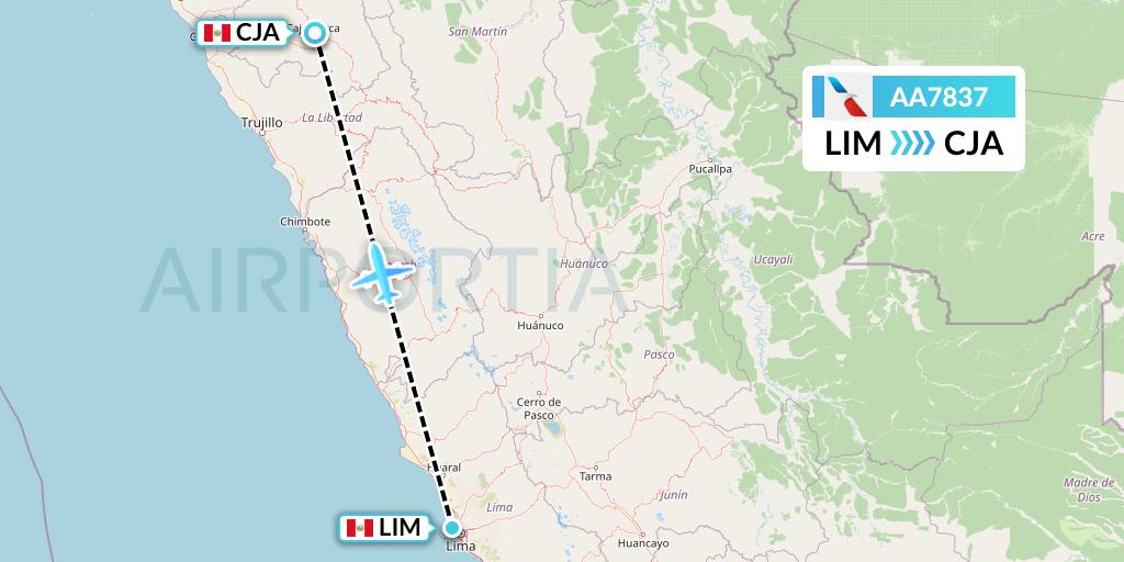 AA7837 American Airlines Flight Map: Lima to Cajamarca