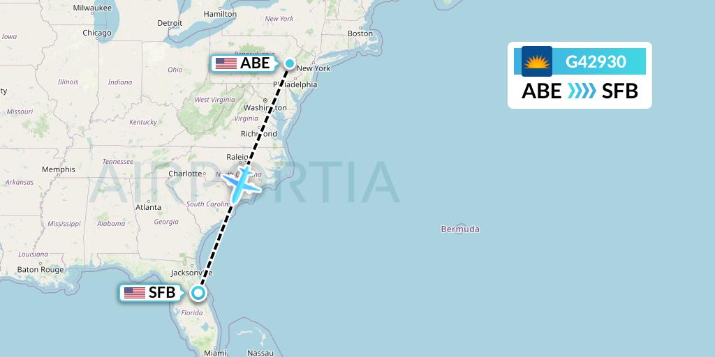 G42930 Allegiant Air Flight Map: Allentown to Orlando