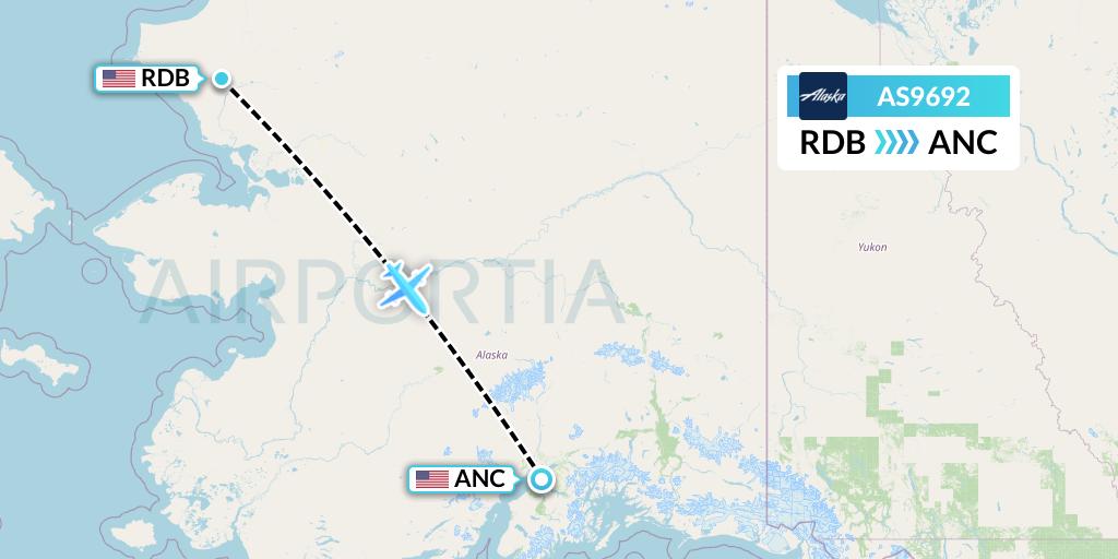 AS9692 Alaska Airlines Flight Map: Red Dog to Anchorage