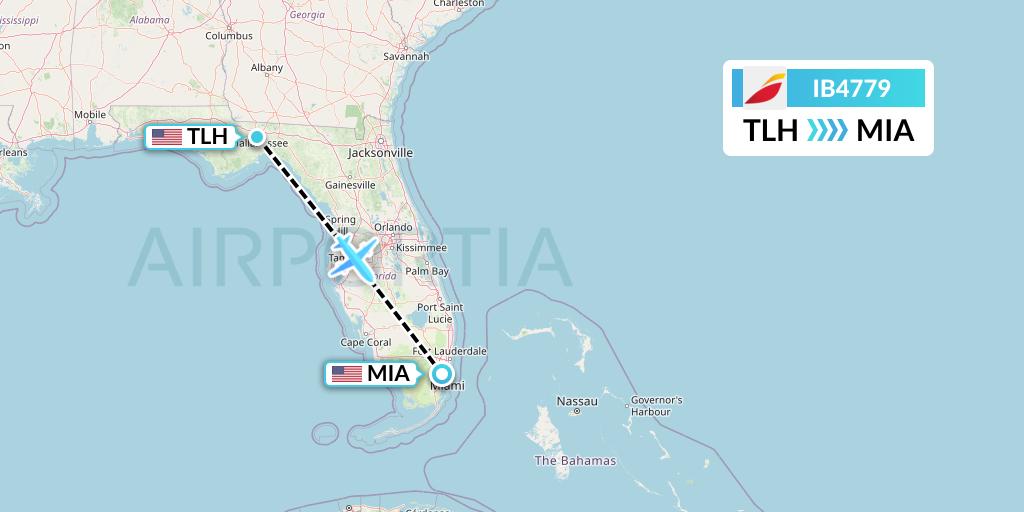 IB4779 Iberia Flight Map: Tallahassee to Miami