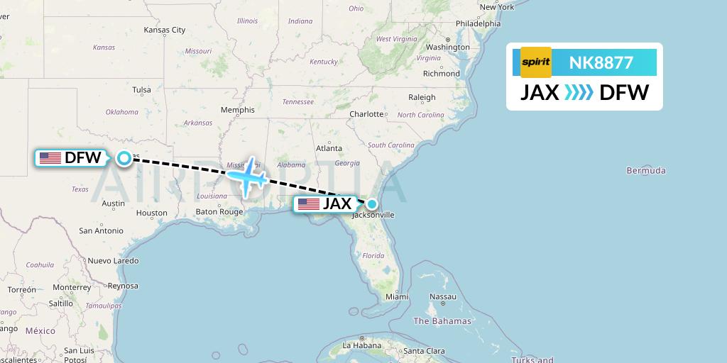 NK8877 Flight Status Spirit Airlines Jacksonville to Dallas (NKS8877)