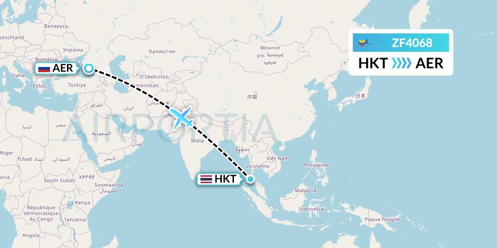 ZF4068 Azur Air Flight Map: Phuket to Sochi