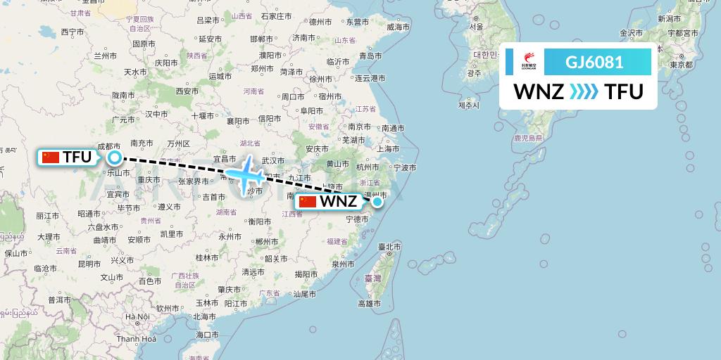 GJ6081 Loong Airlines Flight Map: Wenzhou to Chengdu