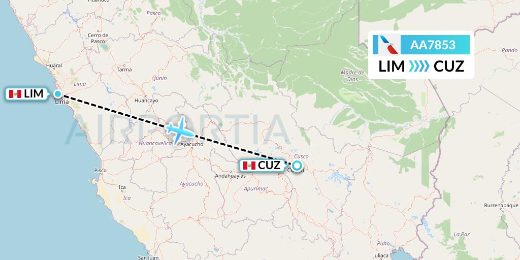 AA7853 American Airlines Flight Map: Lima to Cusco