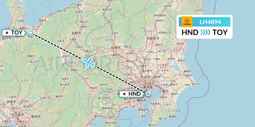 LH4894 Lufthansa Flight Map: Tokyo to Toyama