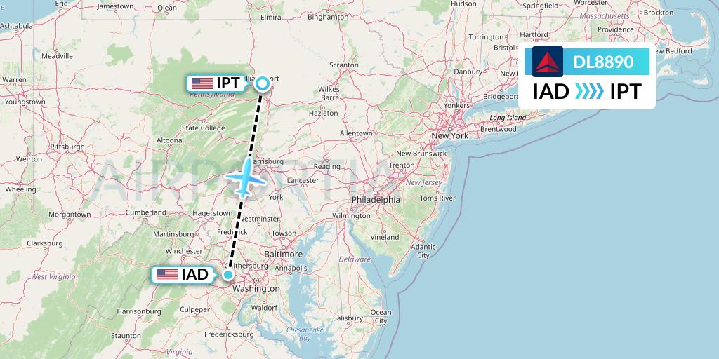 DL8890 Flight Status Delta Air Lines Washington to Williamsport (DAL8890)