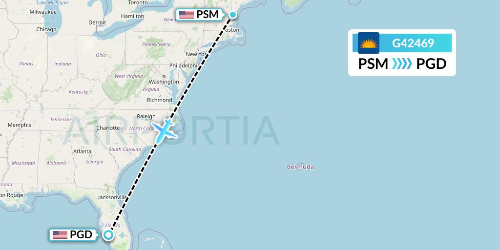 G42469 Allegiant Air Flight Map: Portsmouth to Punta Gorda