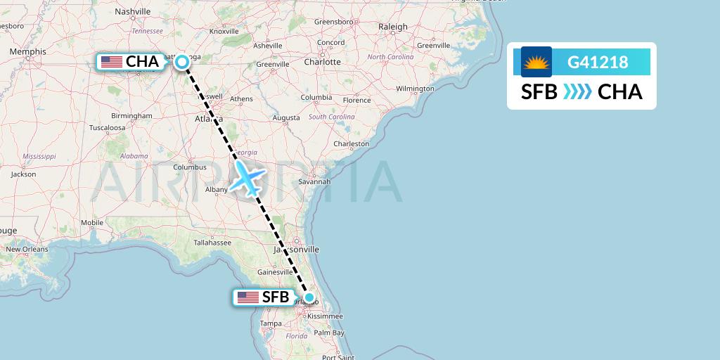 G41218 Allegiant Air Flight Map: Orlando to Chattanooga