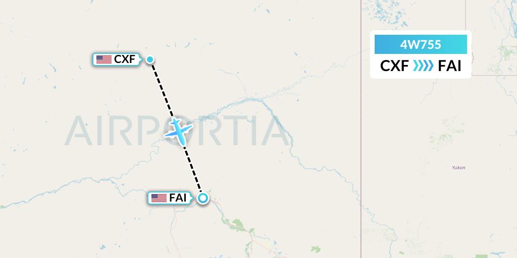 4W755 Warbelows Air Ventures Flight Map: Coldfoot to Fairbanks