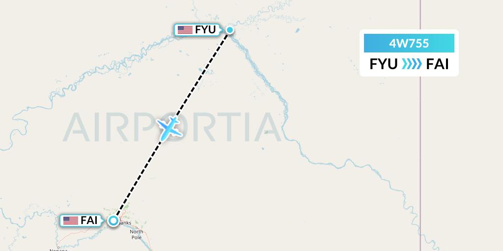 4W755 Warbelows Air Ventures Flight Map: Fort Yukon to Fairbanks