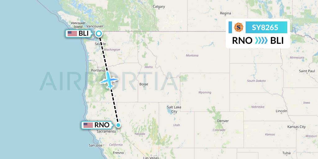 SY8265 Sun Country Airlines Flight Map: Reno to Bellingham