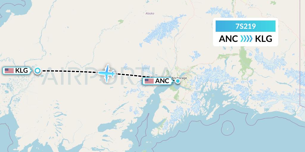 7S219 Ryan Air (USA) Flight Map: Anchorage to Kalskag
