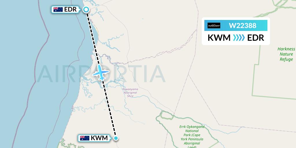 W22388 Flex Flight Flight Map: Kowanyama to Australia