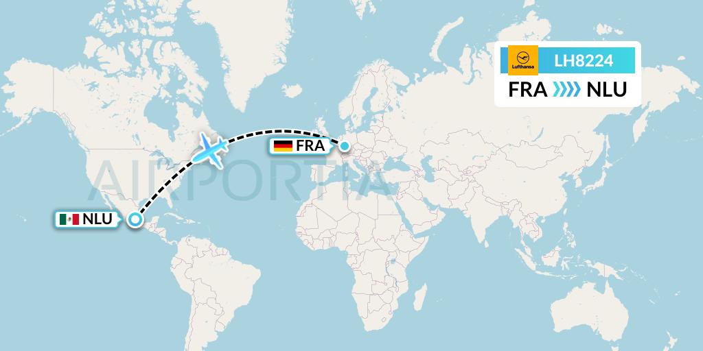 LH8224 Lufthansa Flight Map: Frankfurt to Reyes Acozac