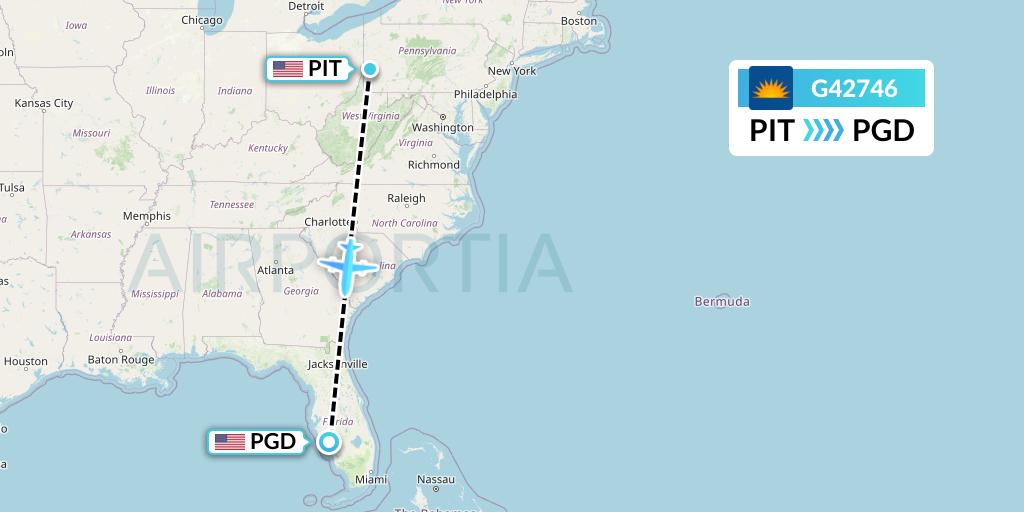 G42746 Allegiant Air Flight Map: Pittsburgh to Punta Gorda