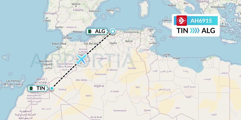 AH6915 Air Algerie Flight Map: Tindouf to Algiers