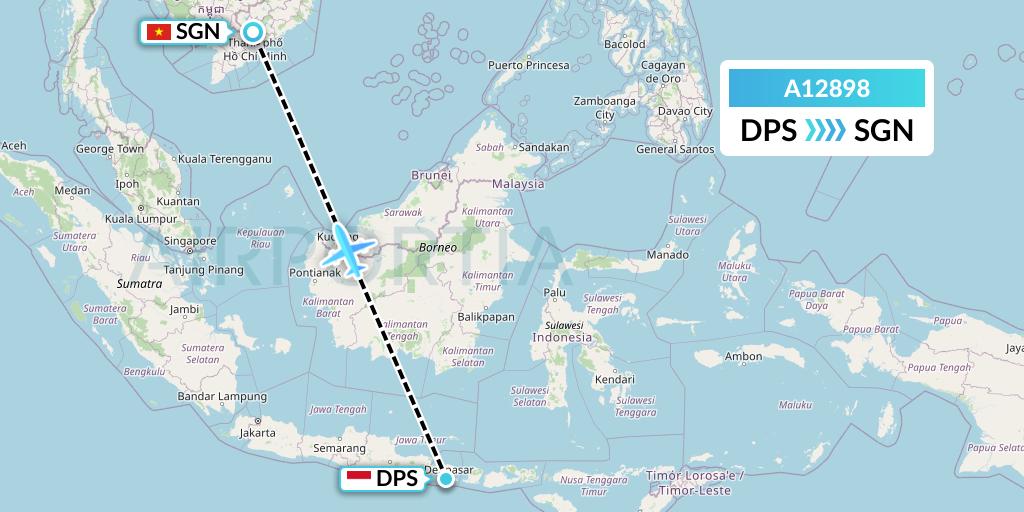 A12898 A.p.g. Distribution Systems Flight Map: Denpasar to Ho Chi Minh City