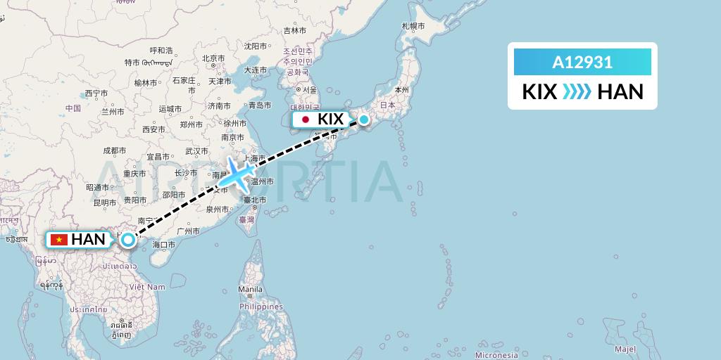 A12931 A.p.g. Distribution Systems Flight Map: Osaka to Hanoi