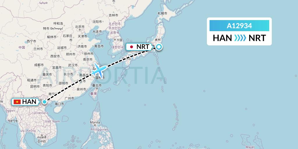 A12934 A.p.g. Distribution Systems Flight Map: Hanoi to Tokyo