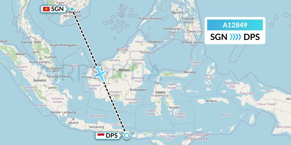 A12849 A.p.g. Distribution Systems Flight Map: Ho Chi Minh City to Denpasar