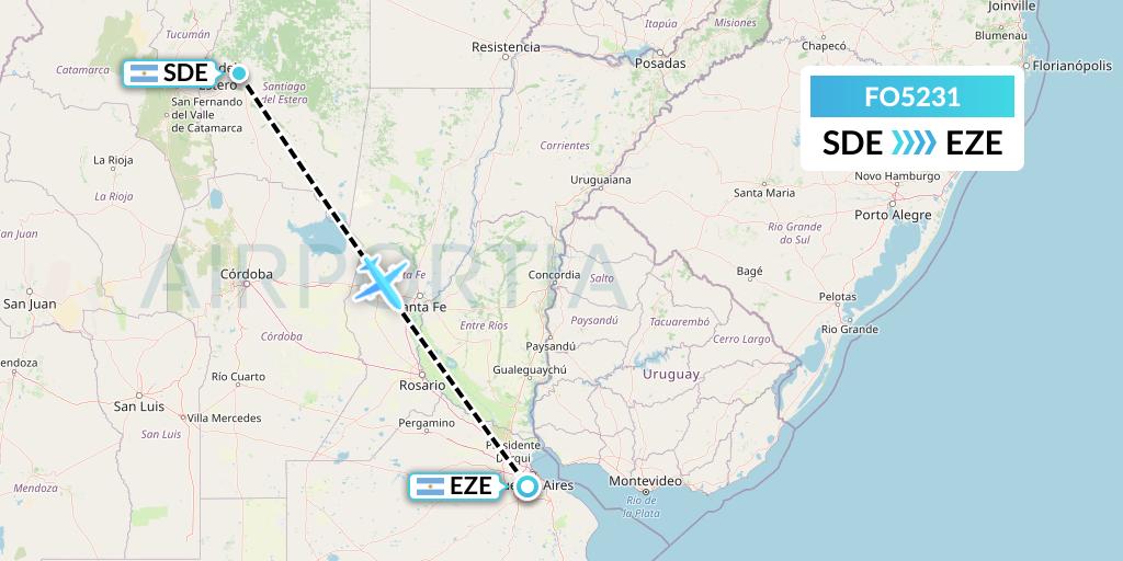 FO5231 Aero Flightops Uk Limited Flight Map: Santiago del Estero to Buenos Aires