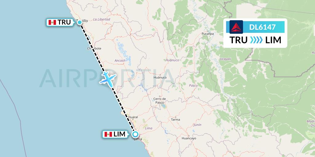DL6147 Delta Air Lines Flight Map: Trujillo to Lima