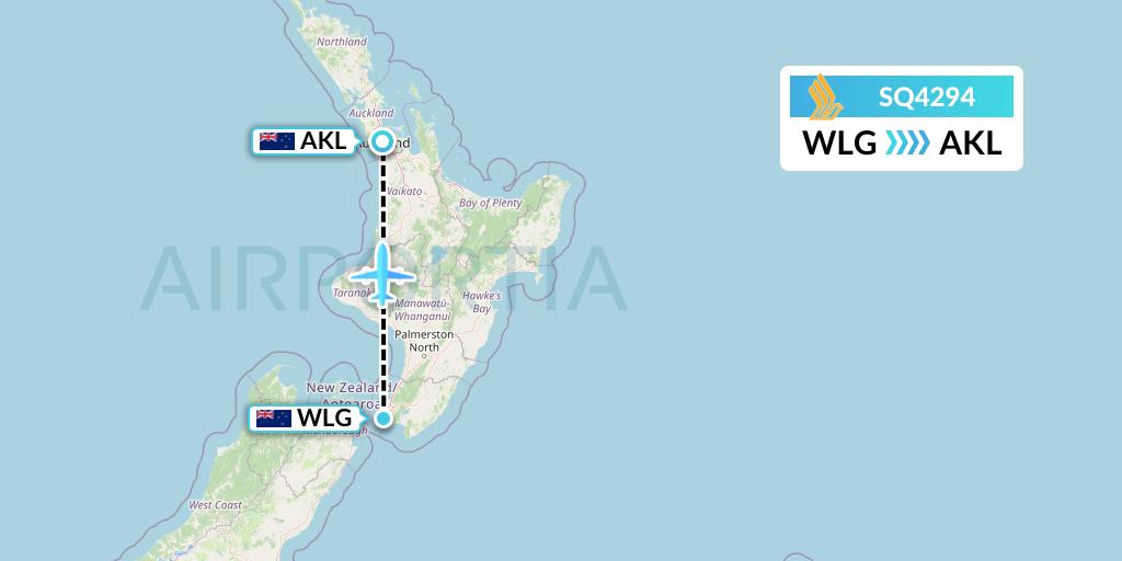 SQ4294 Singapore Airlines Flight Map: Wellington to Auckland