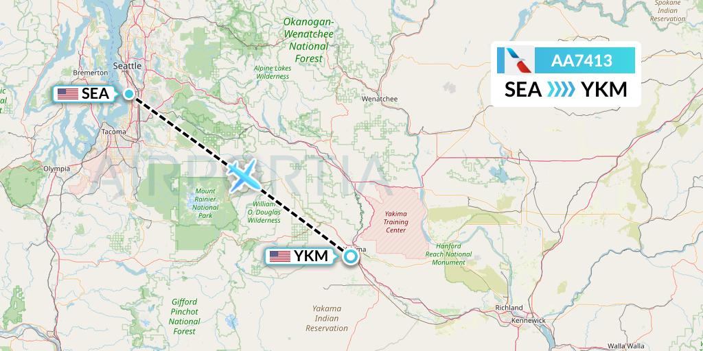AA7413 American Airlines Flight Map: Seattle to Yakima