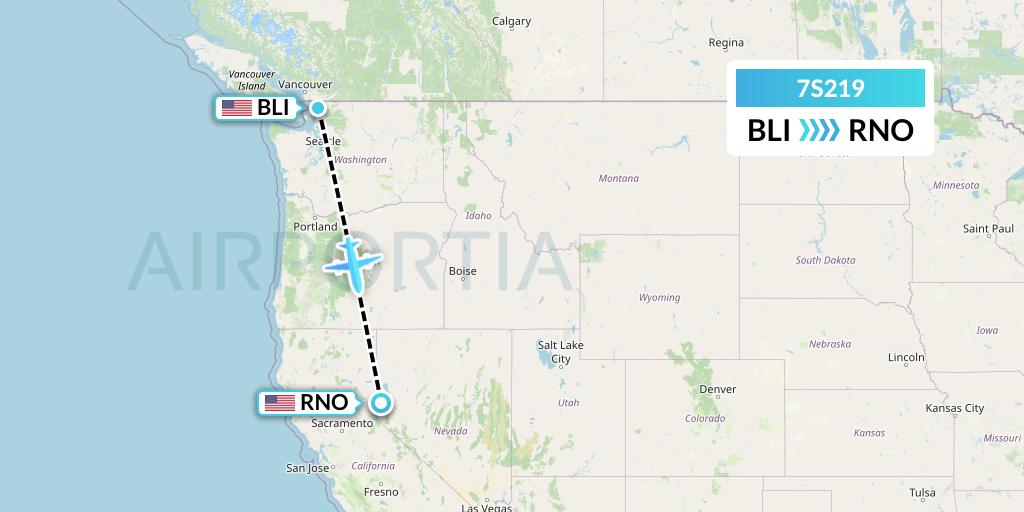7S219 Ryan Air (USA) Flight Map: Bellingham to Reno