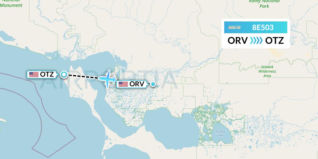 8E503 Bering Air Flight Map: Noorvik to Kotzebue