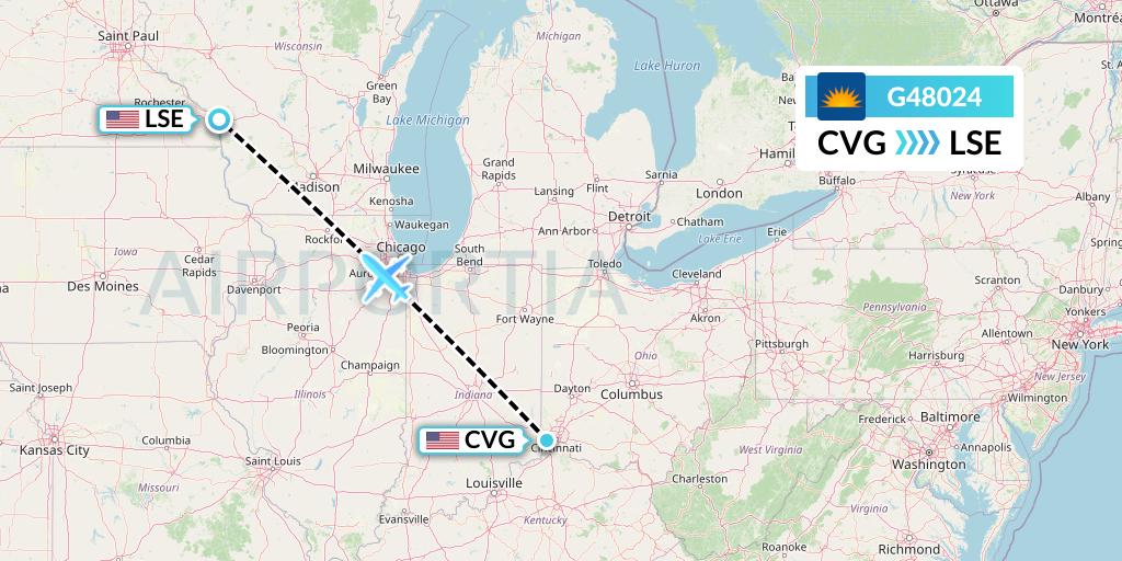 G48024 Flight Status Allegiant Air Cincinnati to La Crosse (AAY8024)