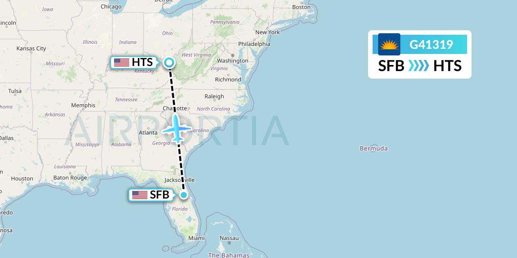 G41319 Allegiant Air Flight Map: Orlando to Huntington