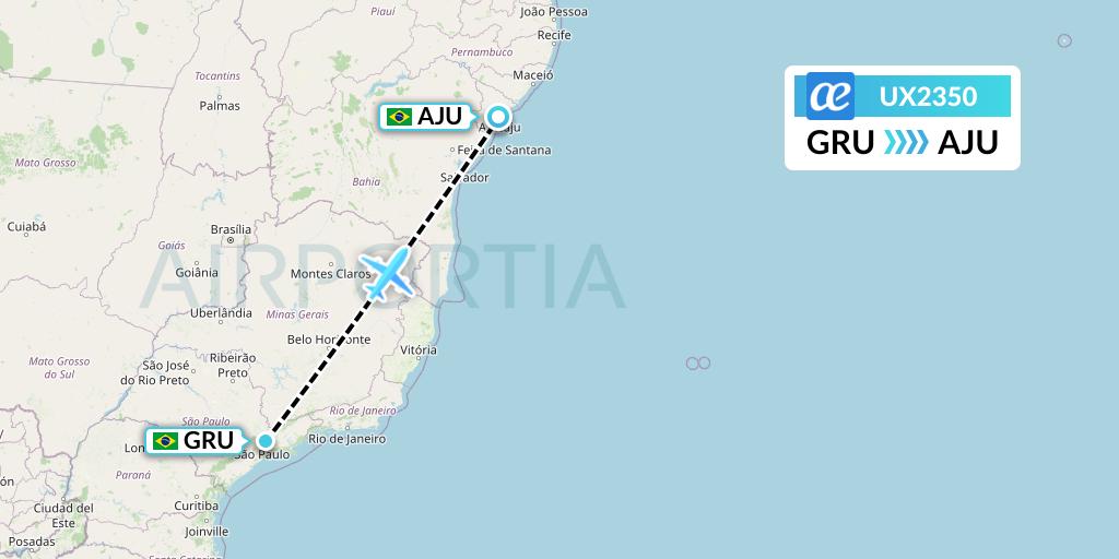 UX2350 Air Europa Flight Map: Sao Paulo to Aracaju