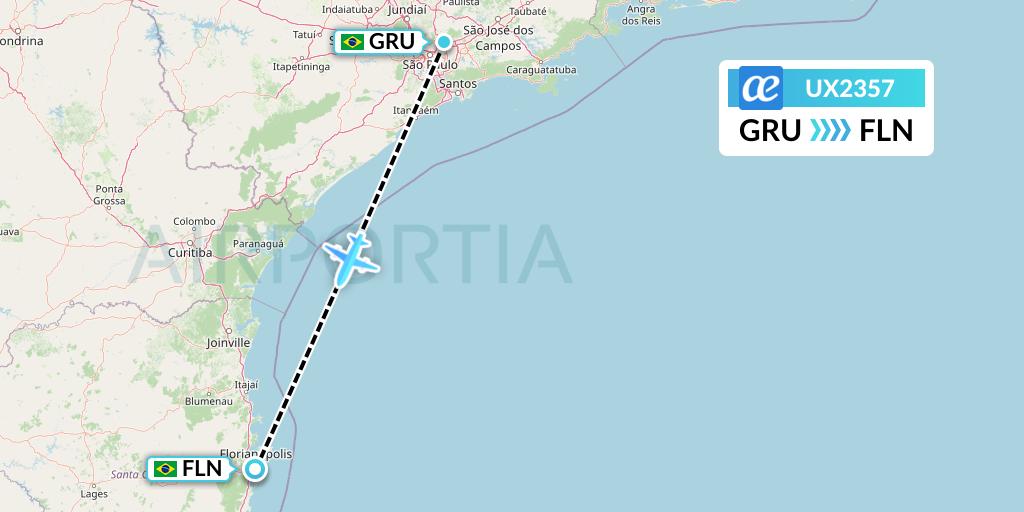 UX2357 Air Europa Flight Map: Sao Paulo to Florianopolis