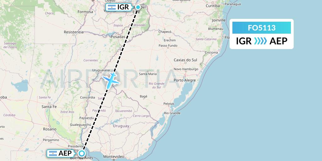 FO5113 Aero Flightops Uk Limited Flight Map: Puerto Iguazu to Buenos Aires