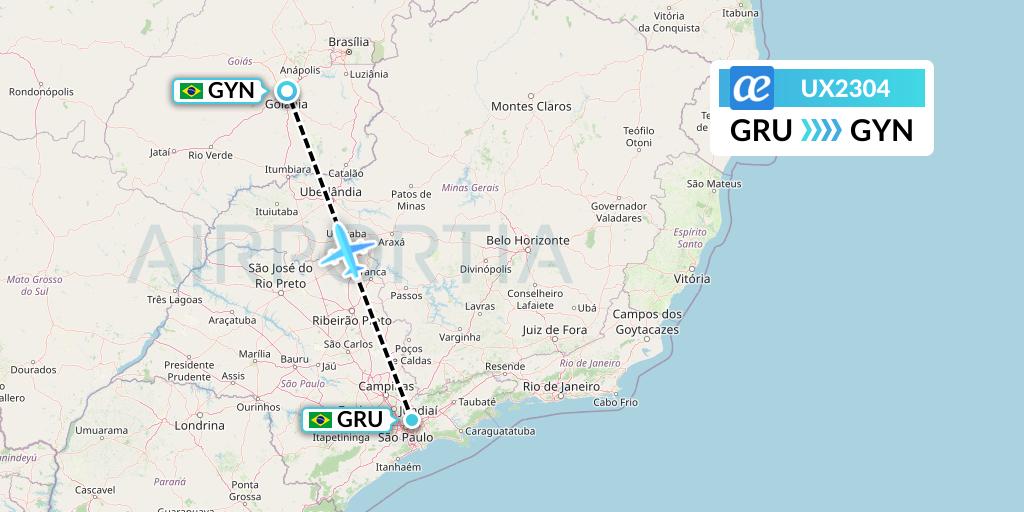 UX2304 Air Europa Flight Map: Sao Paulo to Goiania